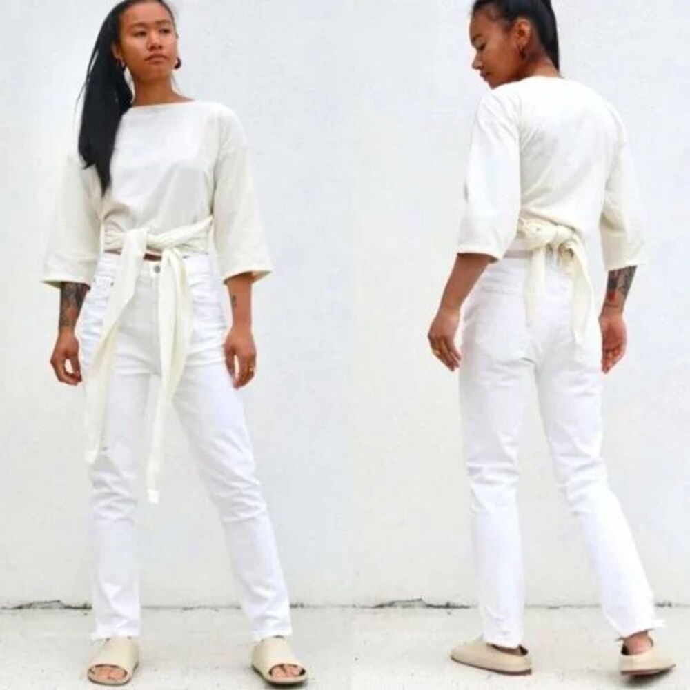 Citizens Of Humanity High-Rise Button Fly Jolene Distressed Straight White Out